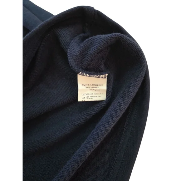 Women's Collared Pullover Sweatshirt Navy Blue - Picture 8 of 8